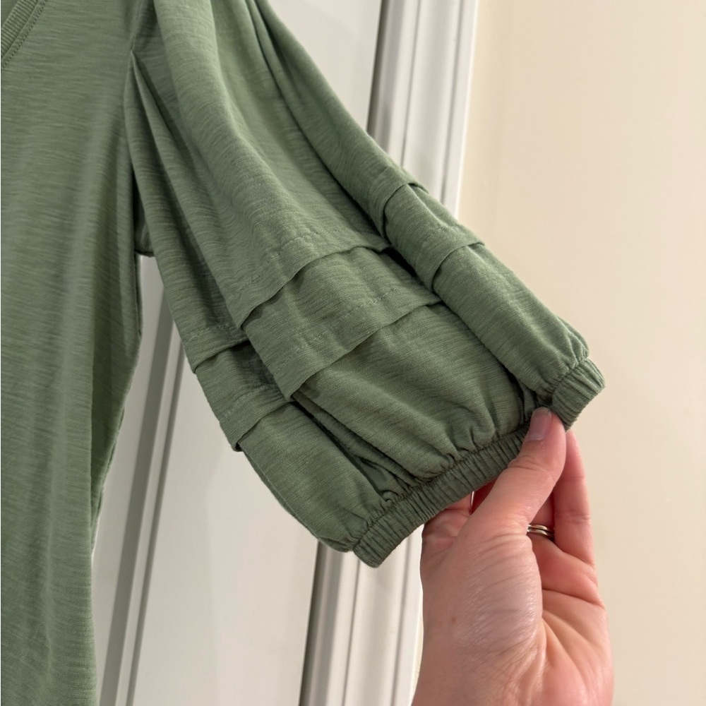Nation LTD Nigella green balloon sleeve blouse, size L - Picture 3 of 5